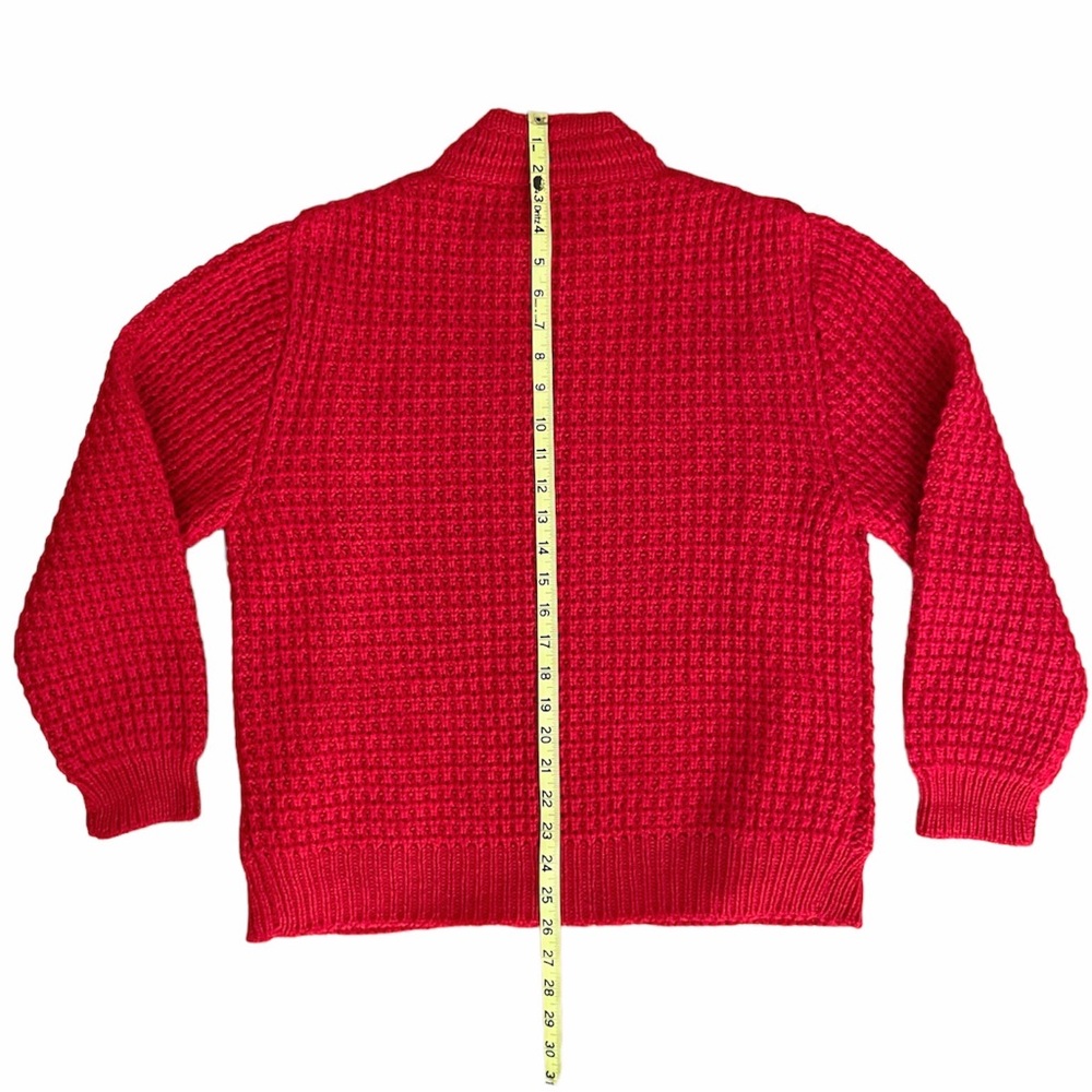 Vintage Pallas Irish Wool Cardigan Sweater Red Medium EUC - Picture 14 of 17